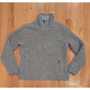 Womens Medium Marine Layer Lady Sherpa Corbet Heather Grey Fleece 1/4 Zip Jacket